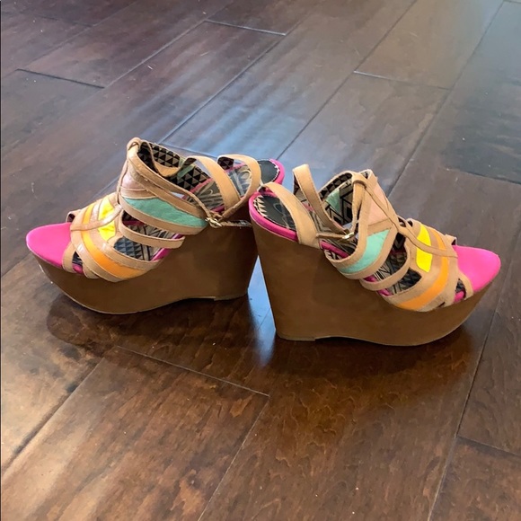 Jessica Simpson Colorful Platform Wedges - sz 9 - Picture 2 of 6